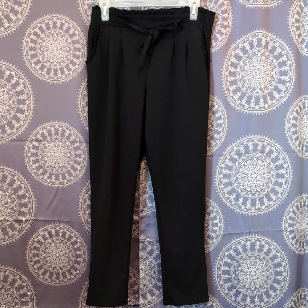 Black Ruffled Dress Pants